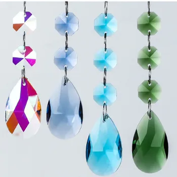 10pcs/veľa Najvyššej Kvality Multicolor Crystal Octagon Korálky S 38MM Luster Prívesok Pre Lampa Časť Svadobné Domov Záhradné Dekorácie