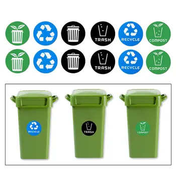 12Pcs Odpadky Môže Nálepky, Nálepky Samolepky na Triedenie Odpadu Recyklácia Nálepky Koša Recyklovať Nálepka pre Kuchyňa Apartmán