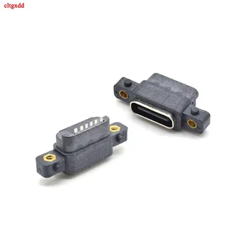1Pcs USB 3.1 Typ-C 6Pin Žena SMD DIP Konektor S dierou Pre DIY Návrh plošného spoja Vysoko Aktuálne Rýchle Nabíjanie