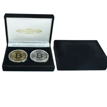 2 ks Bitcoin Mince s Čiernej Darčekovej krabičke BitCoin Eth Dssh Dogecoin Litecoin Fyzickej Cryptocurrency Zberu Mince