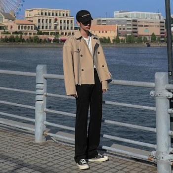 2023 Bundy Mužov Dizajn Osobné Jemným Retro Japonská High Street Chic Tlačidlo Hore Outwear Oblečenie Pekný Pohode Coats U12