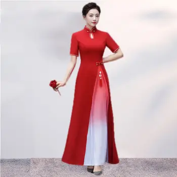 2024 nové vietnam ao dai qipao tradičnej čínskej qipao retro cheongsam šaty žien elegantné party gradient vintage šaty qipao