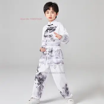2024 čínskej tradičnej kostým deti dragon tlač wushu vyhovovali kung-fu tai chi jednotné bojových umení výkon cvičenie nastaviť