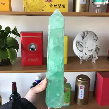 25 cm zelená fluorite stĺpec crystal veže tavenie kameň halo veža energie home office dekorácie, remeselné dary