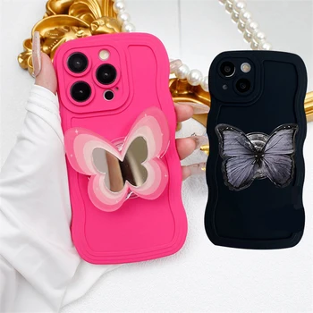 3D Butterfly Držiak na Telefón puzdro Na Huawei honor x6 x7 x8 x9 Y9S Mäkké silikónové zvlnený Kryt na huawei honor 20 lite 10i 30 70 80