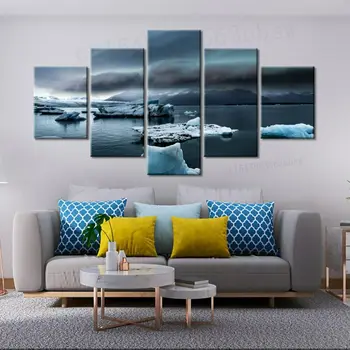 5 Panel Antarktídy Ľadovej Krajiny Plátno Obrázok Wall Art HD Tlač Dekor Domova Nie Zarámované Izba Dekor 5 Kus Obrazy