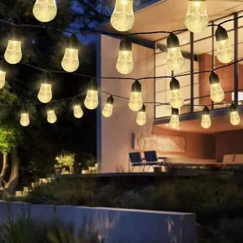 5m/6m Crystal Žiarovka LED Solárne Svetlo Vonkajšie Záhradné Víla String Svetlo Led Ligotať Vodotesné Svietidlo pre Vianočné Terasa Strom Strany