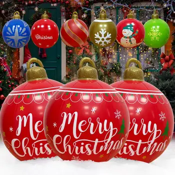 60 cm Vonkajšie Vianočné Nafukovacie Zdobené Loptu PVC Obrie Veľké Veľké Gule Vianočný Strom Dekorácie, Hračky Loptu Bez Svetla Navidad
