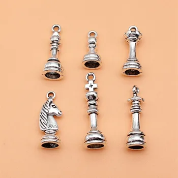 6Pcs/Set Charms Šach Prívesok Fit Vintage Tibetskej Bronz DIY Pre Handmade Šperky, Doplnky