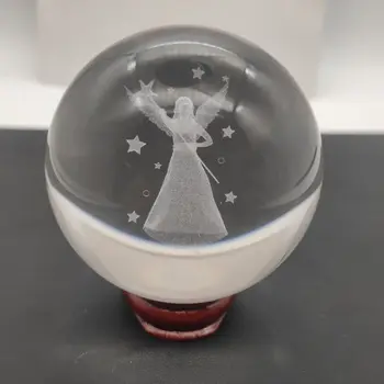6typ 3D laserom Vygravírované Miniatúrne anjel Crystal Ball Crystal Plavidlá Oblasti Skla Domáce Dekorácie Ornament Darček k Narodeninám