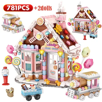 781pcs Mini Romantický Candy House Stavebné Bloky Priateľmi Lokomotíva Údaje Domáce Dekorácie Diy Tehly Hračky Pre Dievčatá, Deti Darček