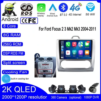 9 Palcový QLED IPS Android 13 Pre Ford Focus 2 3 Mk2 Mk3 2004-2011 autorádia GPS Video Stereo prehrávač Multimediálnych Carplay Navigáciu