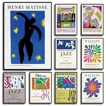 Abstrakt Henri Matisse Icarus Kvet Jazz Výstava Plagát Vintage Múzeum Wall Art Obrazy Na Plátne Maľovanie Domov Izba Dekor
