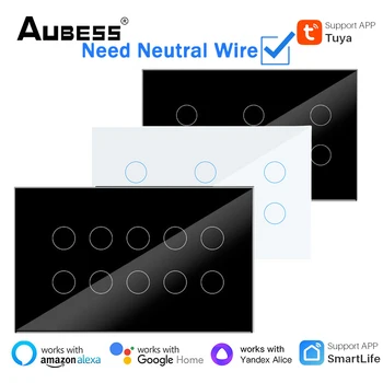 Aubess WiFi/Zigbee Smart Switch 6/8/10 Gang Spínač svetiel je Potrebné Neutrálny Vodič Tuya Inteligentný Život APP Riadenie Podpory Alexa Domovská stránka Google