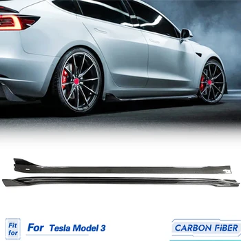Auto Strane Sukne Rozšírenia Uhlíkových Vlákien Pre Tesla Model 3 Šport 4-Dverové 2018-2020 Auto Racing Strane Sukne, Zástery Príslušenstvo