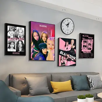 B-BLACK-p-ružová Kpop samolepiace Umenie Plagátu HD Kvalite Retro Plagáty Pre Domáce Miestnosti Kaviarne Art Stenu Decor Estetické Obrázok