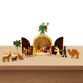Betlehemom Nastaviť Drevené ježiš Ručne Narodenia Údaje Socha Vianočné Ozdoby Pre Obývacia Izba Stolné Dekorácie