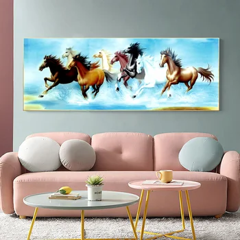 Bežecká Kone v Prachu Zvierat Plátno na Maľovanie Plagátu a Tlač Wall Art Obrázok Spálne, Obývacia Izba Domova Bez Rámu