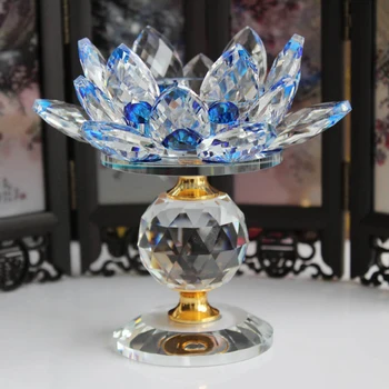 Crystal Lotosový Kvet Svietnik Tealight Domov Stola Feng Shui Dekorácie, Ozdoby