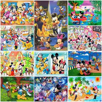 Disney Diamond Maľovanie 5D Mickey Minnie Mouse Kreslené postavičky Diamond Zvierat Diamond Mozaiky pre Deti Darček k Narodeninám