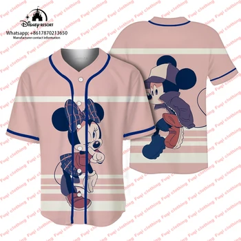 Disney Minnie Mouse Tričko s Krátkym Rukávom Letné pánske Tepláky Baseball Jednotné Krátky Rukáv T Shirt pánske Tričko Streetwear