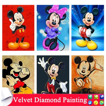 Disney Vyšívanie Diamond Výšivky Mickey Ručné Diamond Maľovanie Minnie Cross Stitch Súpravy Cartoon Mozaiky DIY Wall Art