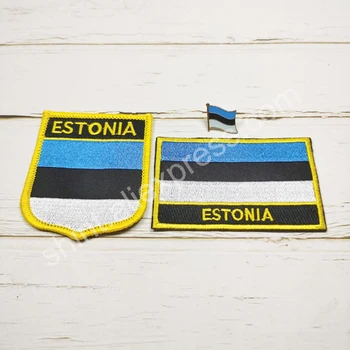 Estónsko Národnej Vlajky Výšivky Škvrny Odznak Štít A Štvorcový Tvar Pin Jeden Súbor Na Remienok Na Ruku Handričku Batoh Dekorácie