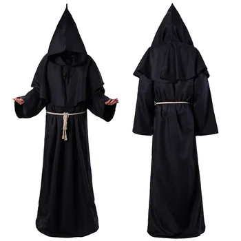 Halloween Stredovekej Kresťanskej Mních Kňaz Rúcha Čarodejnice Sprievodca Plášť Cape Strany Smrti Svätého Upír Diabol Cosplay Kostýmy