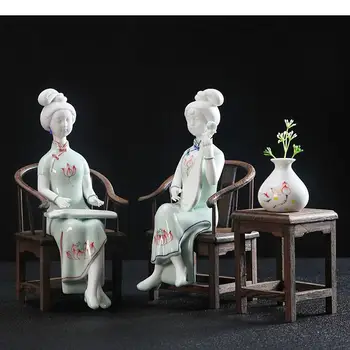 Keramické Remesiel Čínsky Štýl Hudobný Nástroj Cheongsam Žena Drevené Stoly a Stoličky, Domáce Dekorácie Doplnky, Vázy