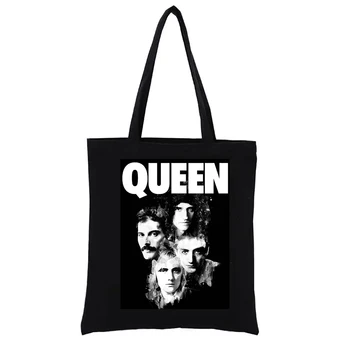 Kráľovná Kreslený Obrázok Plátno Nákupné Tašky Heavy Rocková Kapela Žena Veľkú Kapacitu Tote Bag Opakovane Skladacie Tašky Shopper