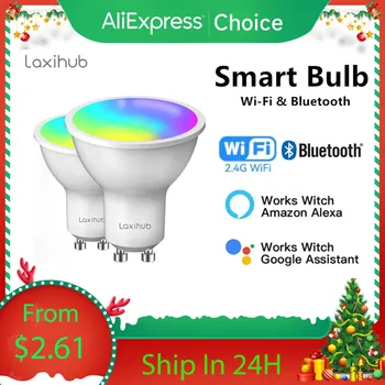 Laxihub GU10 WiFi Vianočné Smart Bluetooth Žiarovka W/SCS/RGBW/RGB+SCS LED Žiarovka na Diaľkové Ovládanie 5W Magic Žiarovka Funguje na Alexa Google