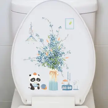 Lepidlo Wc Sedadlo Nálepky Nepremokavé Kvet Panda Vzor Wc Nálepky Silná Priľnavosť na Stenu Kotúča, pre Kúpeľňa Decor Kôra