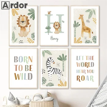 Lev, Žirafa, Zebra Jungle Zvieratá Škôlky Wall Art Plátno Na Maľovanie Nordic Plagáty A Vytlačí Na Stenu Obrázky Baby Detská Izba Decor