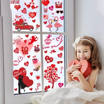 Láska Srdca, PVC Samolepky Nepremokavé Sklenené Dvere Obtlačky pre Domáce Slávnostné Dekorácie