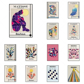 Matisse žena tlač s bauhaus vzor osnovy polovice storočia, moderné farebné abstraktné umenie, estetické výstava, plagát, tlač