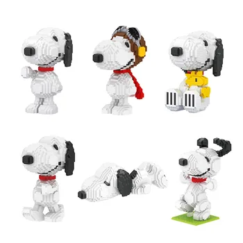 Moc Tvorivé Snoopy Anime Akčné Figúrky Kawaii Stavebné Bloky Micro Daimond Tehly Diy Zostaviť Hračky Pre Deti, Darčeky