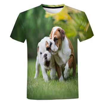 Mužov a Žien Roztomilý Buldog T-Shirt 3D Vytlačené Krátky Rukáv O Krku T Tričko Fashion Bežné Nadrozmerné Top