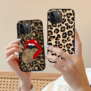 Móda Leopardy Vytlačí Telefón puzdro Pre iPhone 15 14 13 12 11 X XR XS XSMAX 8 7 Plus Mini Pro Max Mäkké Čierny Kryt Telefónu