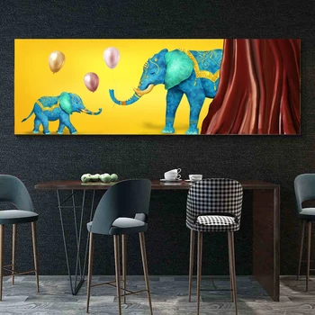 Nordic Zebra, Slon Maľovanie Láska Obrázky Pre Obývacia Izba Moderné Plagáty a Vytlačí Zvierat Wall Art Domova