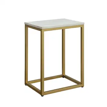 Opôr Konci Tabuľky, Biely Top s Zlatý Rám konferenčný stolík nábytok, obývacia izba, obývacia izba tabuľka na strane tabuľky malé tabuľka