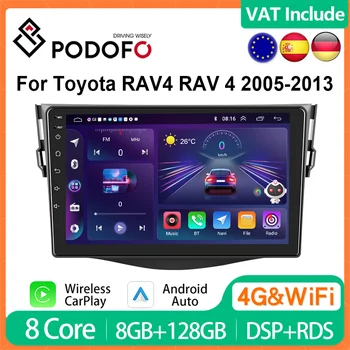 Podofo 4G CarPlay Android AutoRadio Pre Toyota RAV4 RAV 4 2005-2013 Auto Rádio Multimediálny Prehrávač, GPS Navigáciu 2din HiFi Stereo