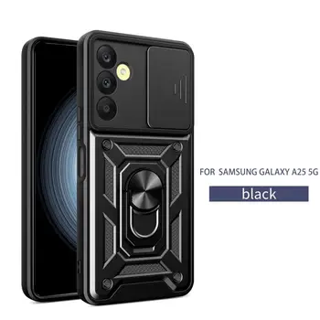 Pre Samsung Galaxy A25 Posuňte Fotoaparát Brnenie Telefón Prípade Galaxy A05 Capa Magnetický Krúžok Držiak pre Samsung Galaxy A05S A15 A35 A55