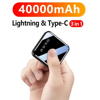 Prenosný Mini Power Banky, Rýchle Nabíjanie 40000mAh Externé Nabíjačky Digitálny Displej Externé Batérie LED pre iPhone Xiao