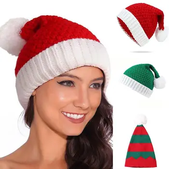 Pásy Pletené Vianočné Hat Vonkajšie Cartoon Pletenie Plyšové Lopta Mäkká Čiapočku Handričkou Príslušenstvo Šál Santa Klobúk Ženy