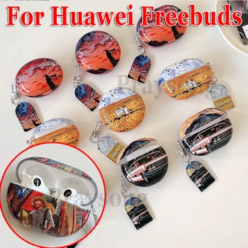 Retro Van Gogh Kryt na Huawei Freebuds Pro 2 V Prípade Slúchadlá Pohode Maľovanie Kryt Freebuds kom 4i Freebuds 5i Zadarmo Puky 5 Kryt Funda
