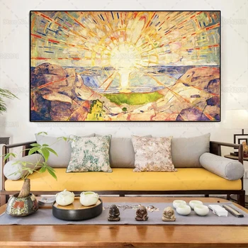 Slnkom, Ktoré Edvard Munch Plátno Na Maľovanie Moderné Nástenné Plagát Na Stenu Art Decor