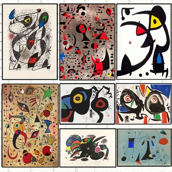 Slávny Joan Miro Surrealizmus Umelecké Diela Plagáty Abstraktné Maliarske Plátno Retro Múr Umenia Pre Moderné Obývacia Izba Domáce Dekorácie