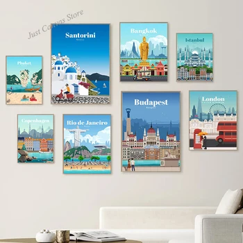 Slávny World Travel Mesta Paríž Dubaj Rím, Istanbul Krajiny Plagát Plátno Na Maľovanie Nordic Moderné Nástenné Umenie Pre Miestnosti Domova