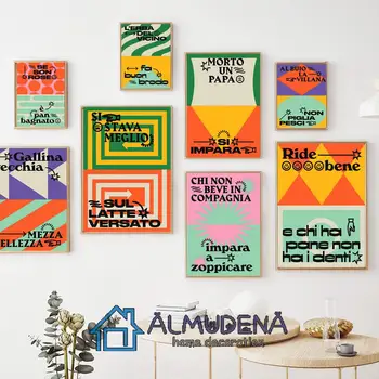 Talianske Príslovie Inšpiratívne Citáty Plagát Estetika Abstraktné Farebné Kolízie Wall Art Plátno, Maľovanie na Obývacia Izba Dekor
