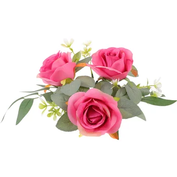 Umelé Ruže Krúžky Vence Kvetinová Výzdoba pre Sviečky Svadobný Stôl Vrchol